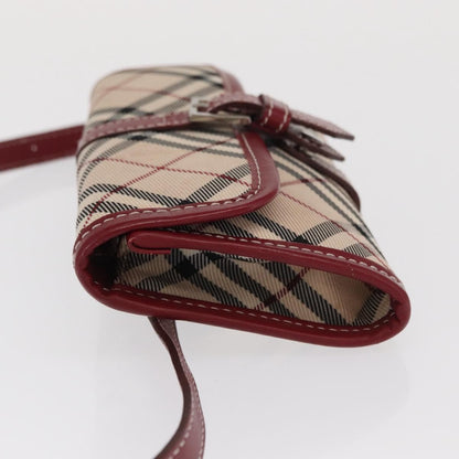 Burberry BURBERRY Nova Check Blue Label Waist Bag Canvas 2way Beige Silver Authentic 169117