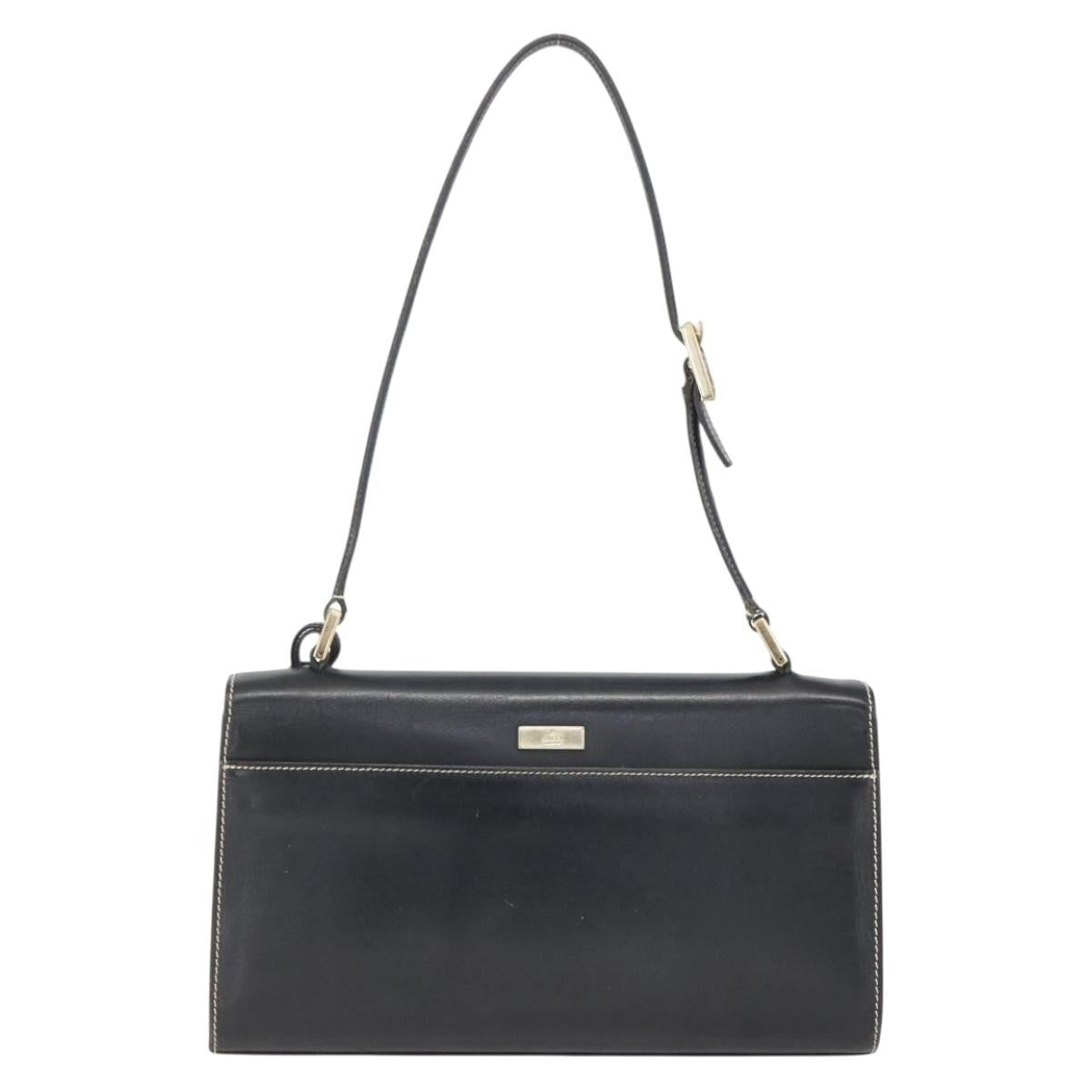 Gucci GUCCI Shoulder Bag Leather Black Gold 001 4214 Authentic 148566