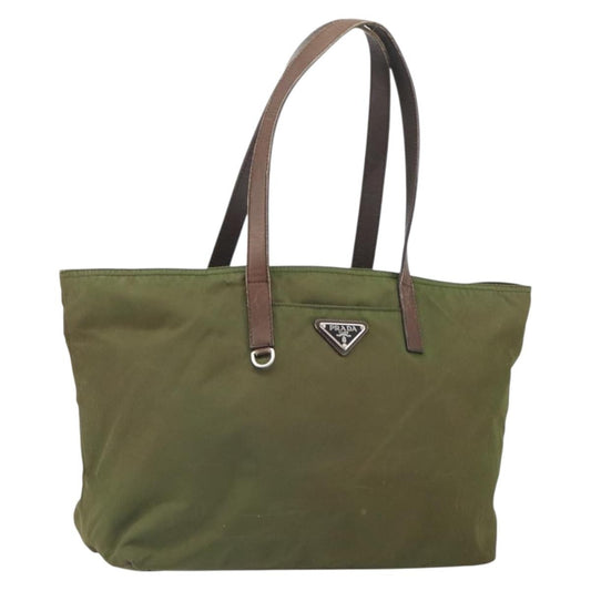 Prada PRADA Tote Bag Nylon Green Silver Authentic 157537