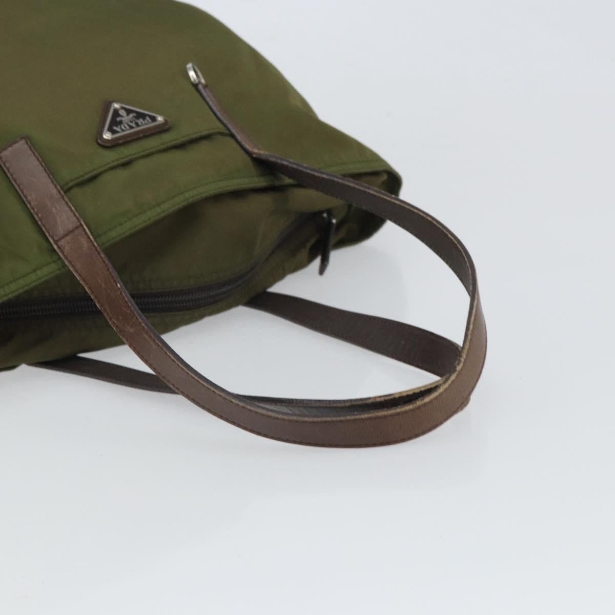 Prada PRADA Tote Bag Nylon Green Silver Authentic 157537