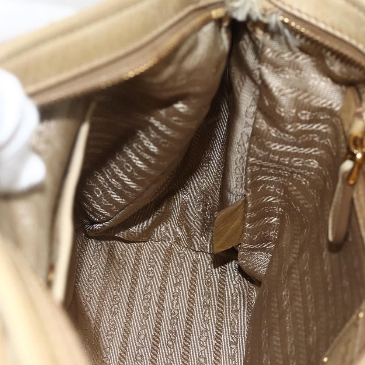 Prada PRADA Hand Bag Leather 2way Beige Gold Authentic 174345