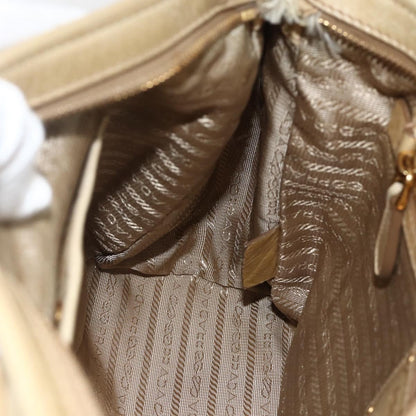 Prada PRADA Hand Bag Leather 2way Beige Gold Authentic 174345
