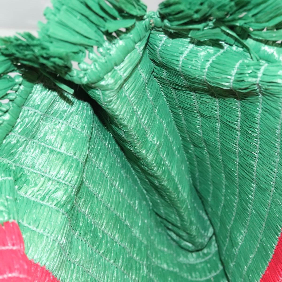 Gucci GUCCI Hand Bag Straw Green Red 524810 Authentic bs26626
