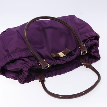 Salvatore Ferragamo Salvatore Ferragamo Vala Shoulder Bag Nylon Purple Gold Authentic 141527