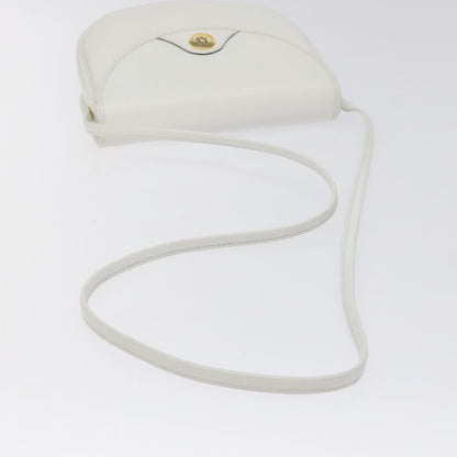Dior Christian Dior Shoulder Bag Leather White Gold Authentic BA1797