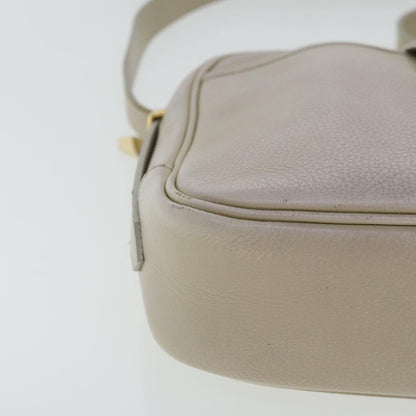 Saint Laurent SAINT LAURENT Shoulder Bag Leather Beige Gold Authentic bs19024
