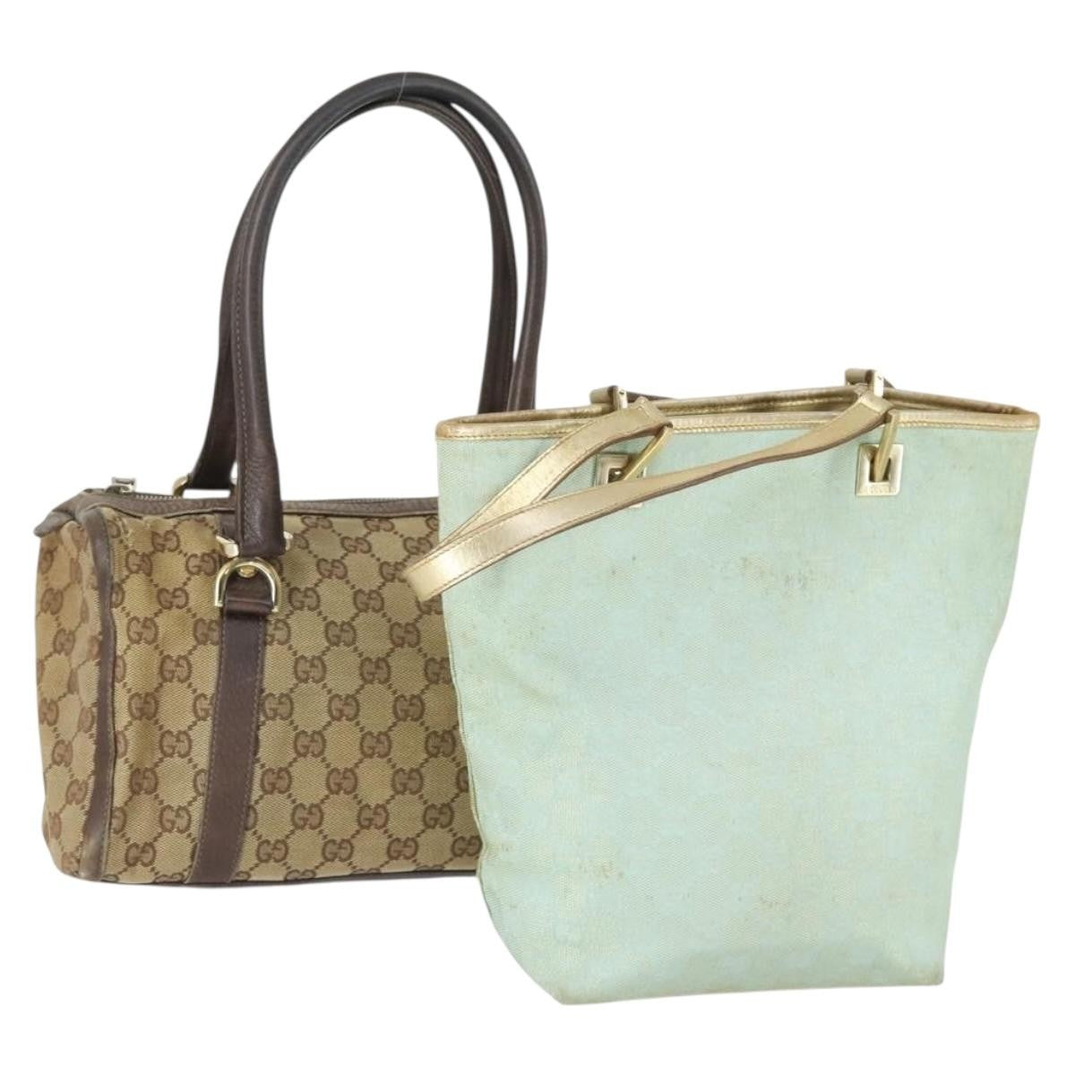 Gucci GUCCI GG Canvas Shoulder Bag 2 Set Baby Blue Beige Authentic 172063