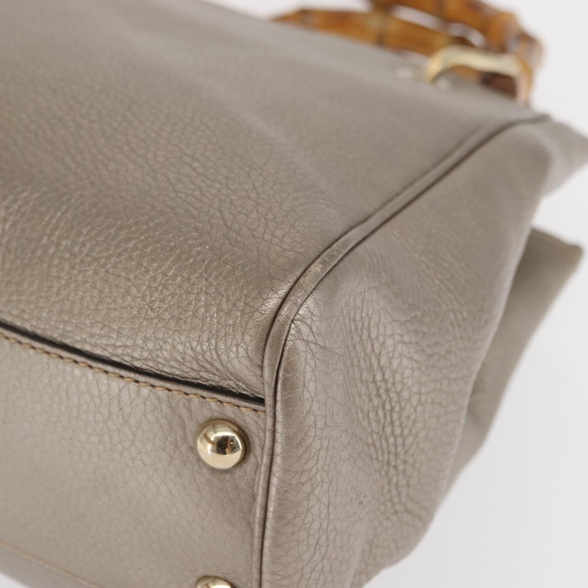 Gucci GUCCI Bamboo Hand Bag Leather Silver Gold 336032 Authentic ep12914
