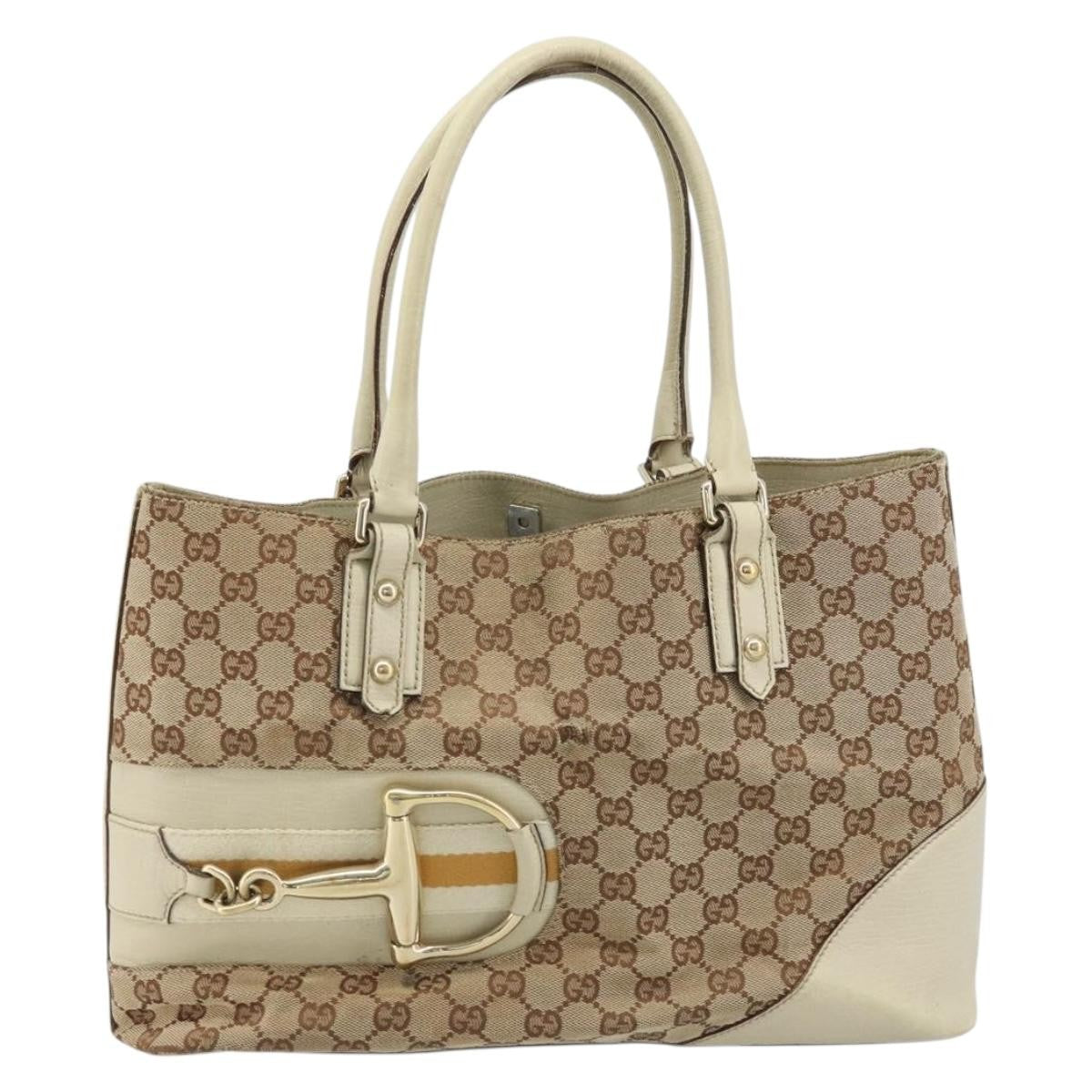 Gucci GUCCI GG Canvas Hand Bag Beige Gold 07198 Authentic 172295