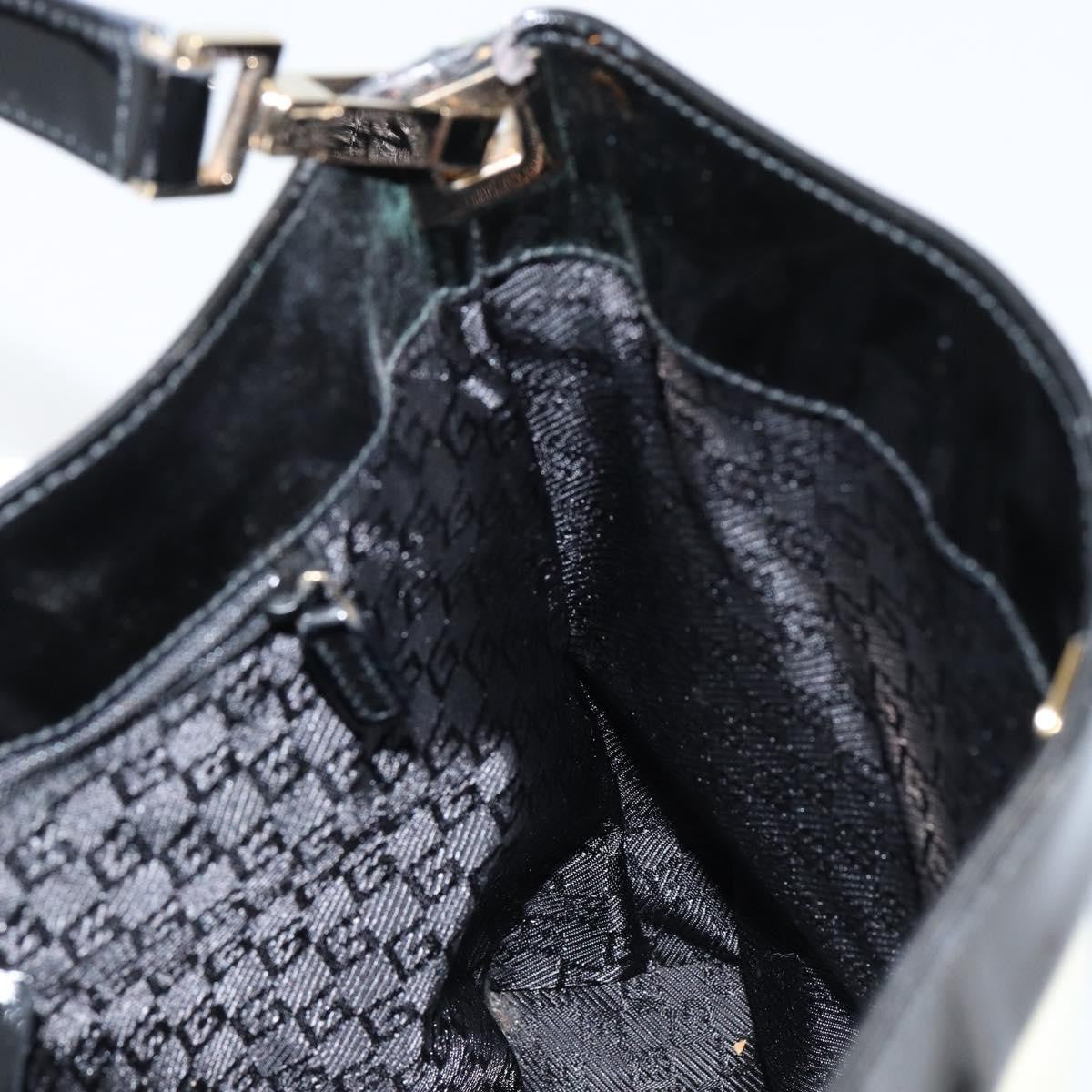 Gucci GUCCI Shoulder Bag Enamel Canvas Black Gold 001 4231 Authentic 121347