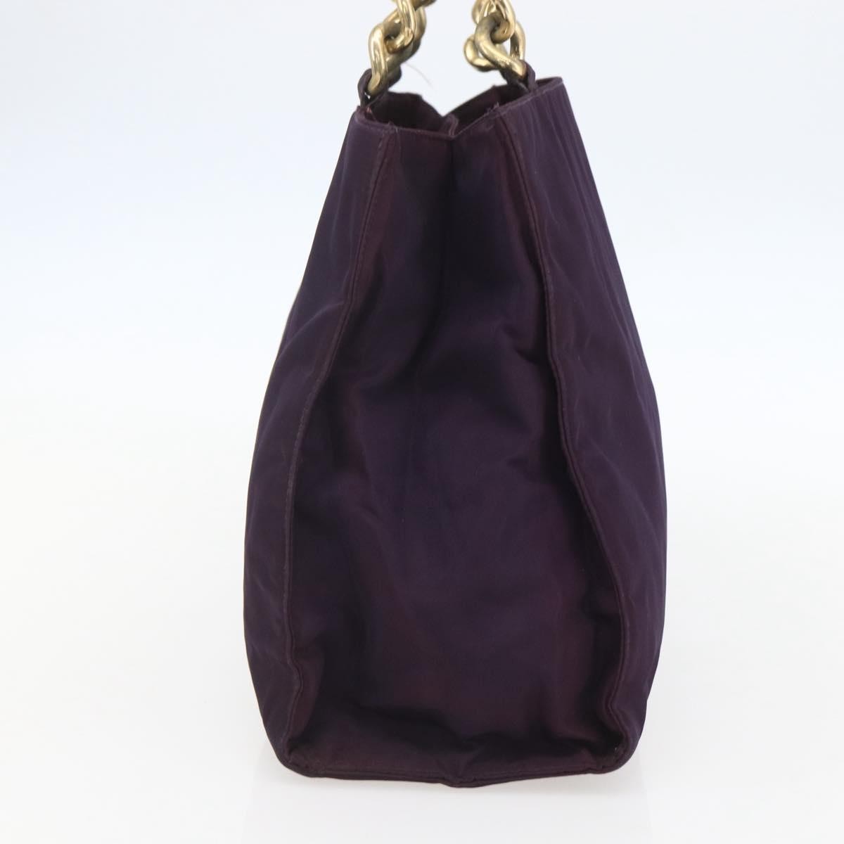 Prada PRADA Hand Bag Nylon Metal Purple Gold Authentic 155415