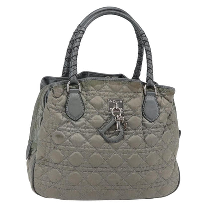 Dior Christian Dior Canage Hand Bag Nylon Gray Silver Authentic 147959