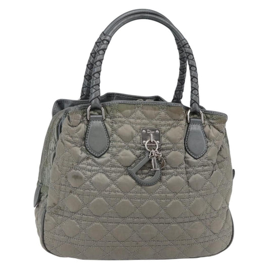 Dior Christian Dior Canage Hand Bag Nylon Gray Silver Authentic 147959