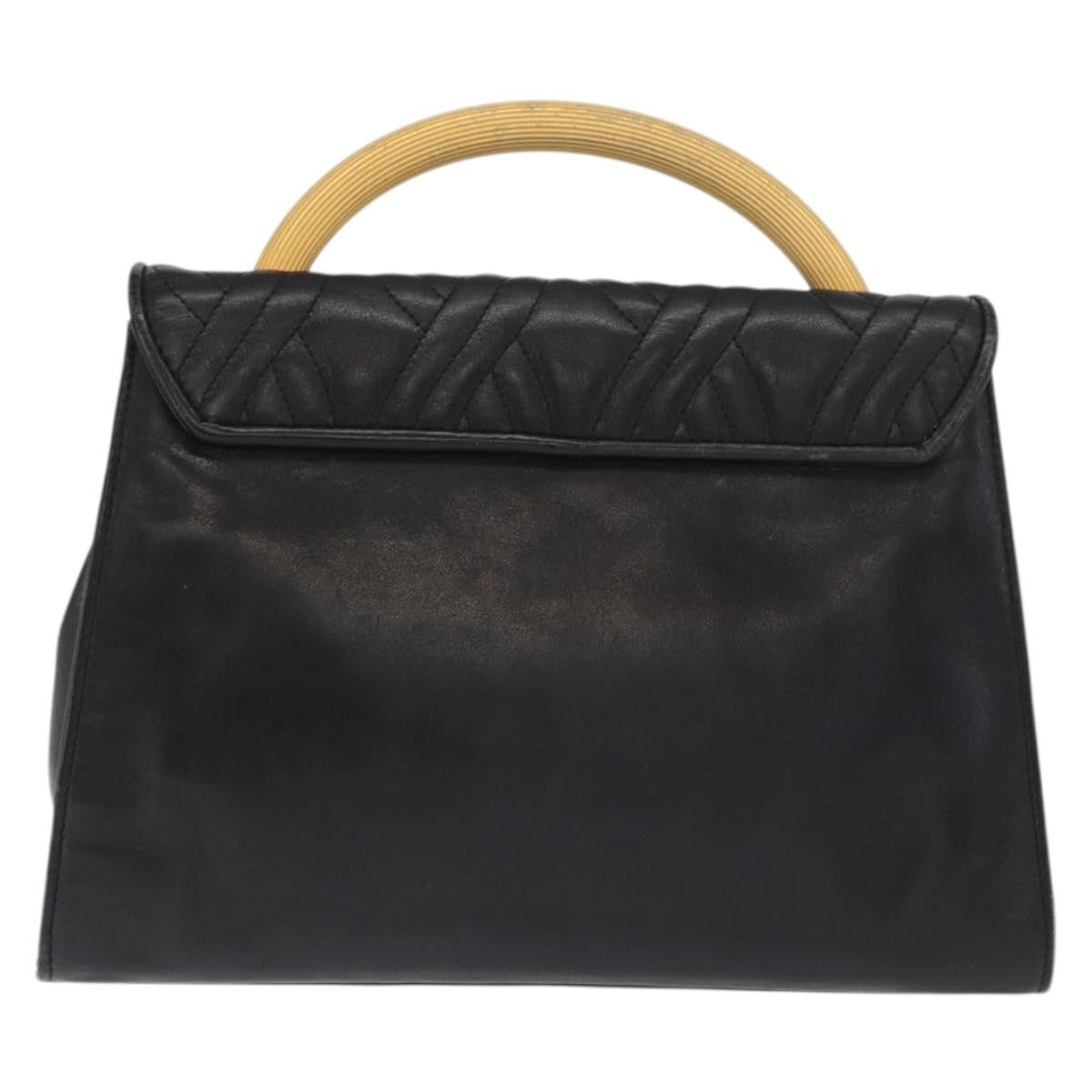 Fendi FENDI Hand Bag Leather Black Gold Authentic 169891