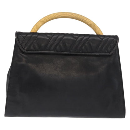 Fendi FENDI Hand Bag Leather Black Gold Authentic 169891
