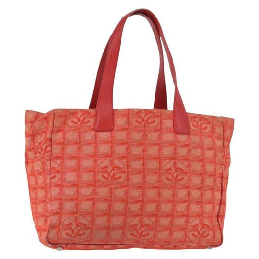 Chanel CHANEL New Travel Line Tote Bag Nylon Red Silver CC Authentic BA12813