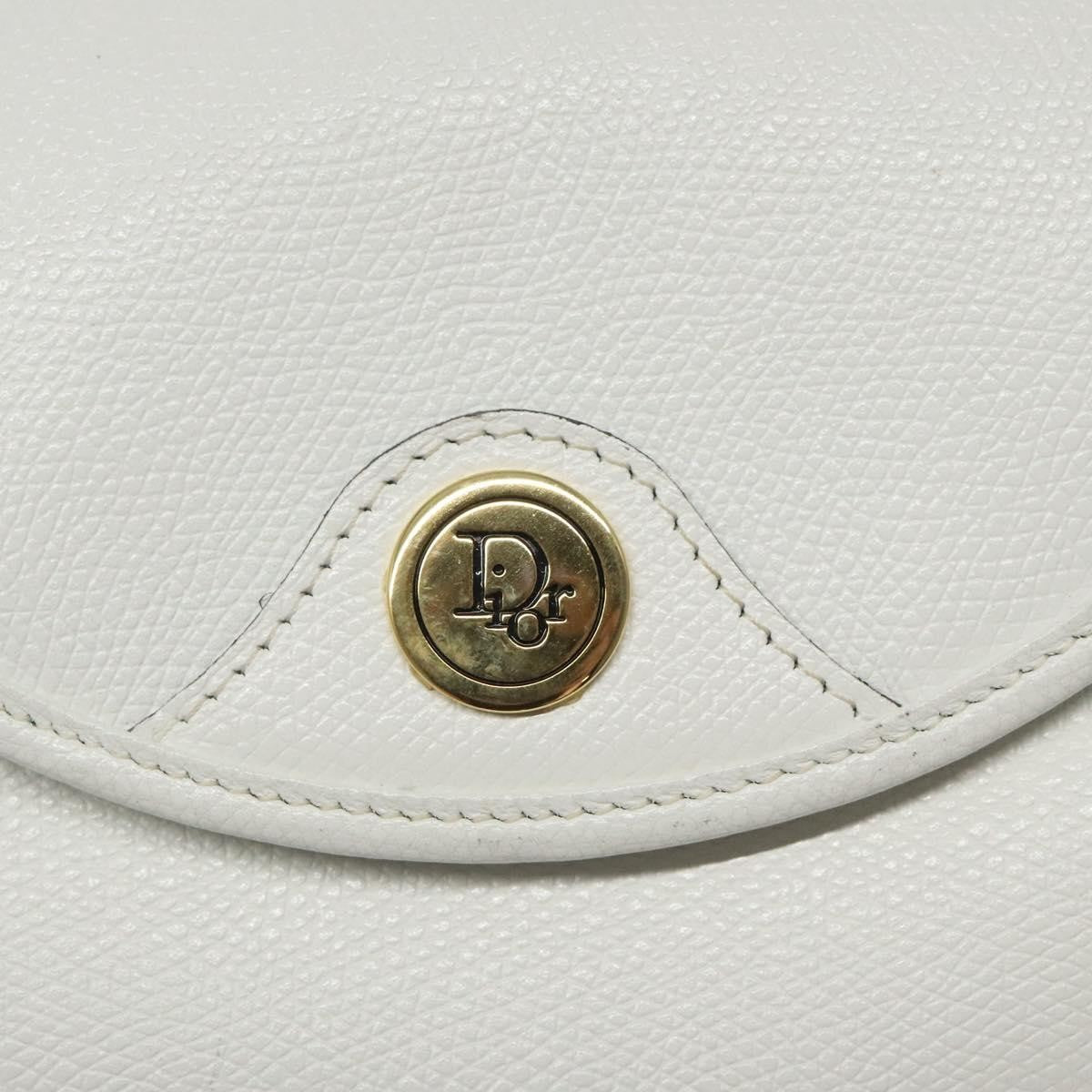 Dior Christian Dior Shoulder Bag Leather White Gold Authentic BA1797