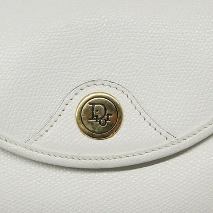 Dior Christian Dior Shoulder Bag Leather White Gold Authentic BA1797