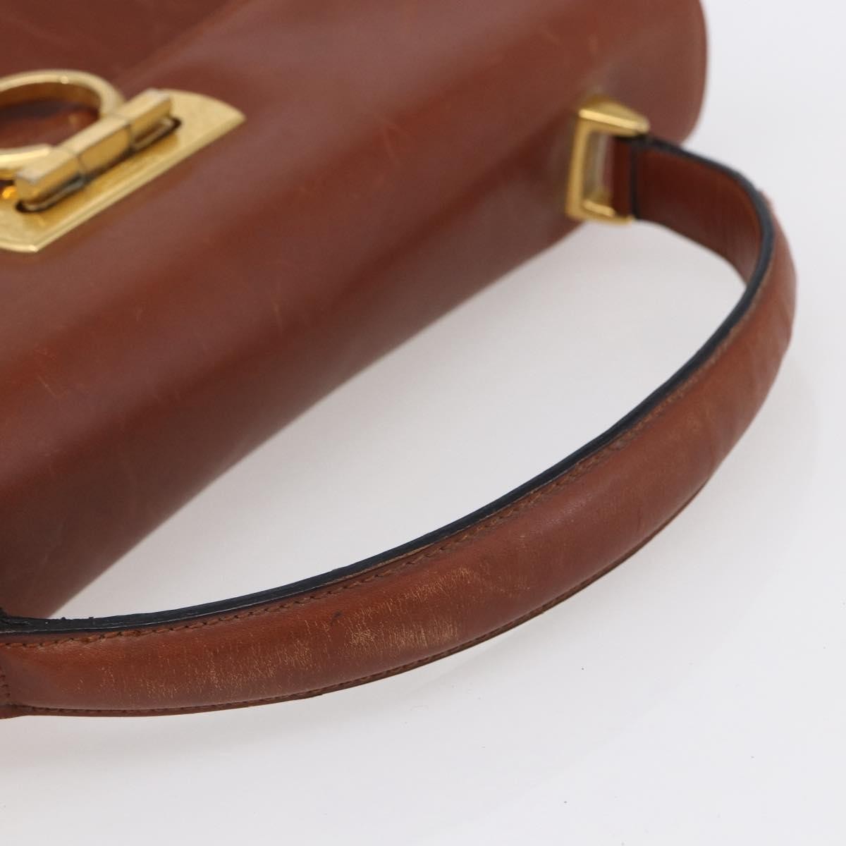 Salvatore Ferragamo Salvatore Ferragamo Gancini Hand Bag Leather Brown Gold Authentic 150384