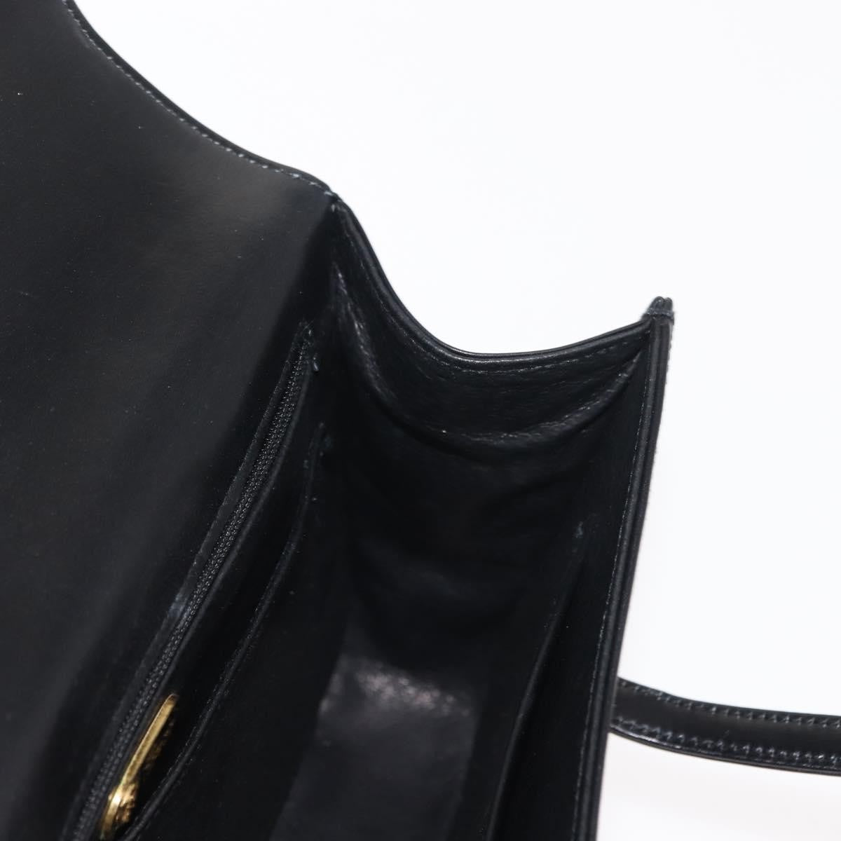 Gucci GUCCI Hand Bag Leather Black Gold Authentic 149354