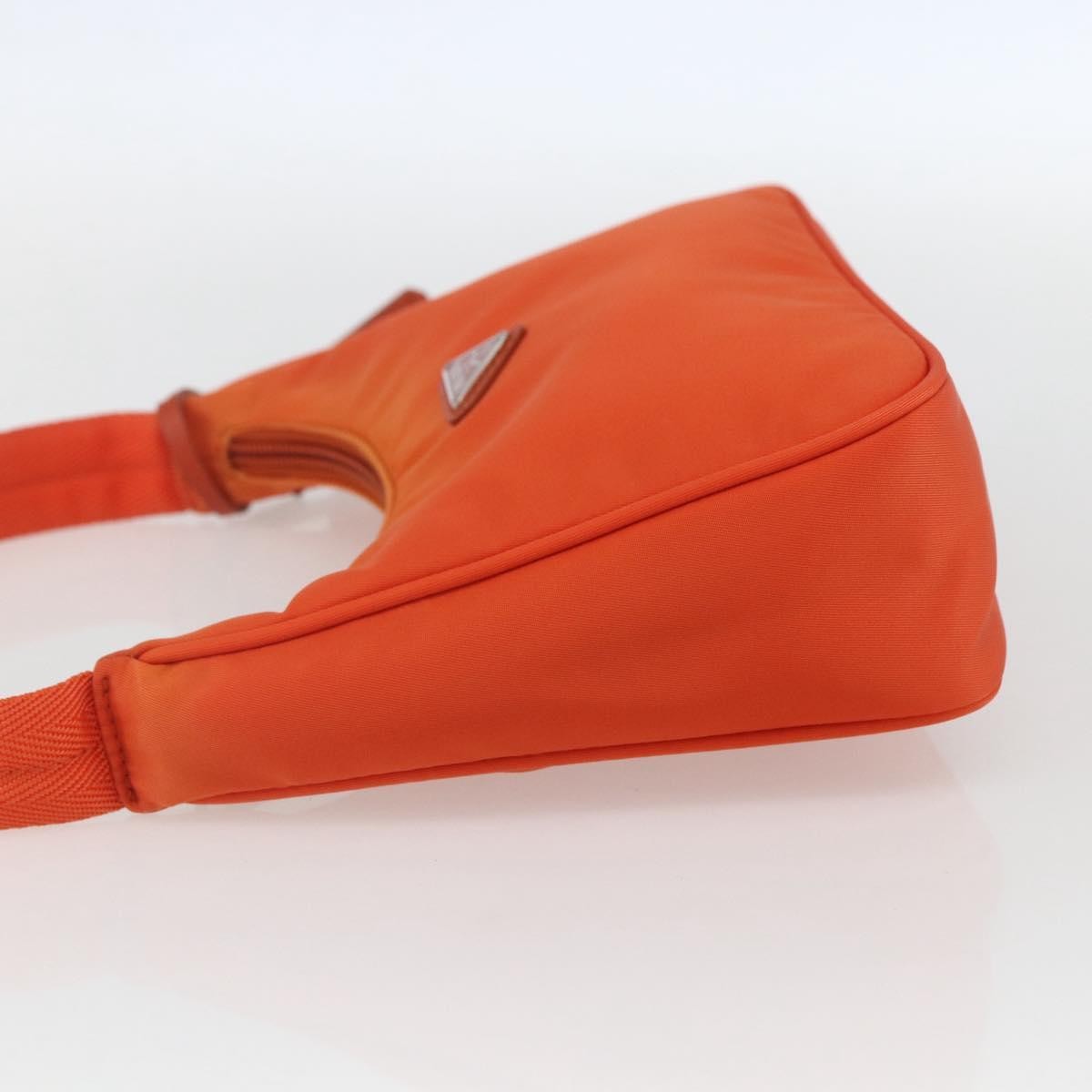 Prada PRADA Accessory Pouch Nylon Orange Silver Authentic 158663V Bag