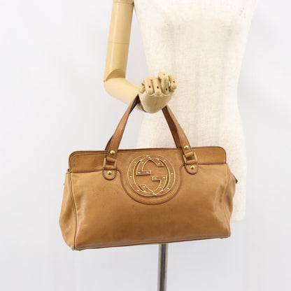 Gucci GUCCI Interlocking Hand Bag Leather Brown Gold 121551 Authentic ep11723