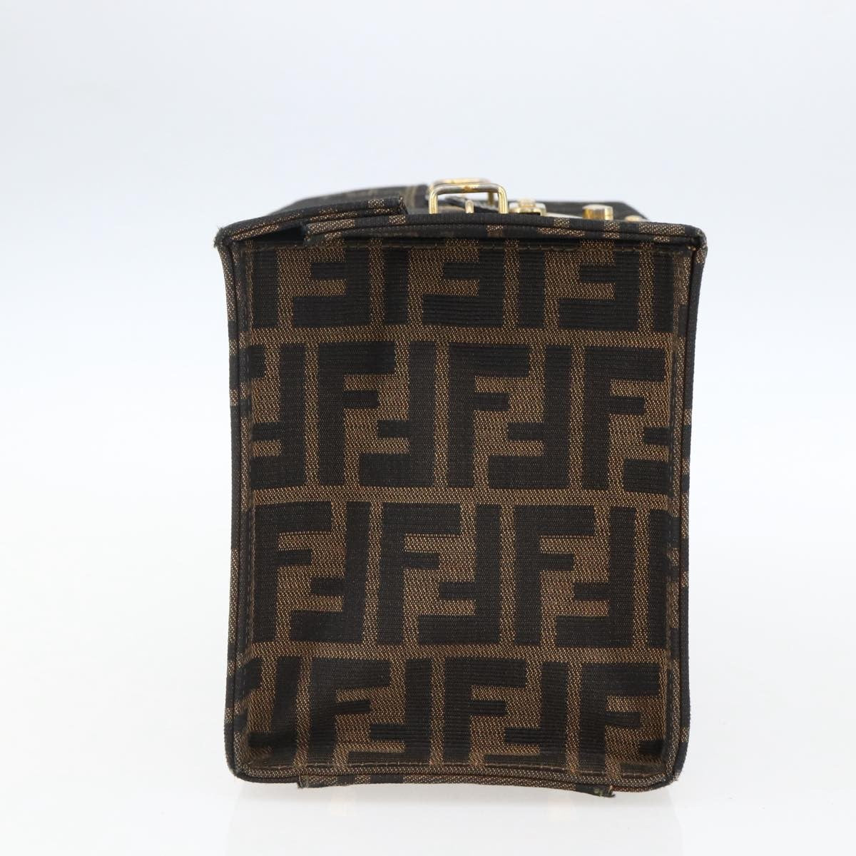 Fendi FENDI Zucca Canvas Vanity Hand Bag Black Brown Authentic 169044