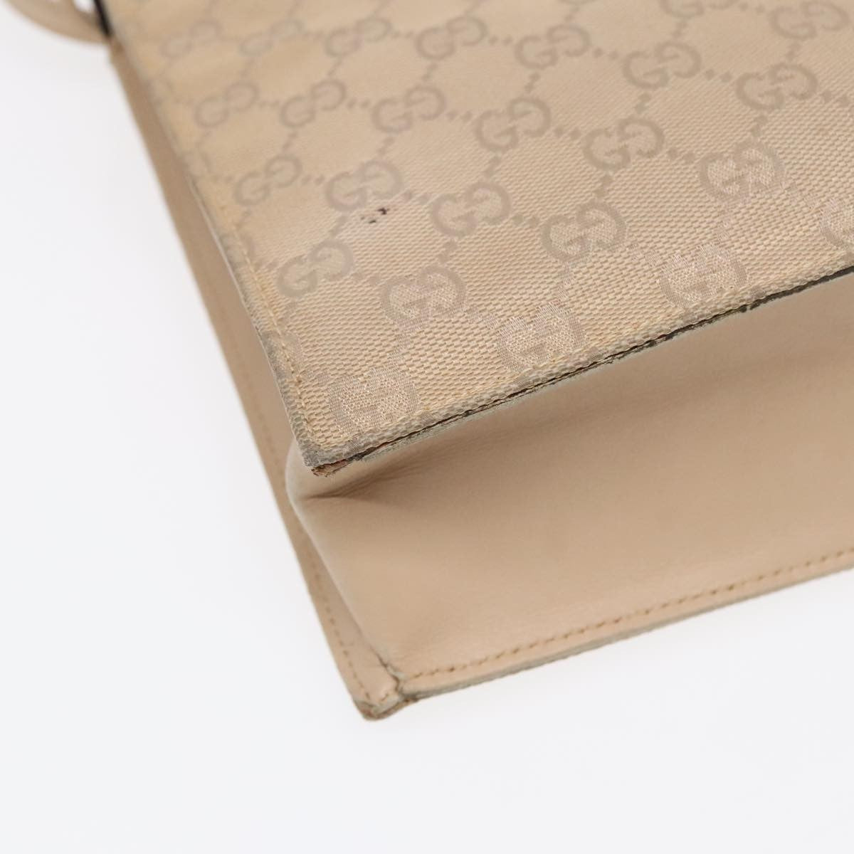 Gucci GUCCI GG Canvas Tote Bag Beige Silver 002 1053 Authentic 90509