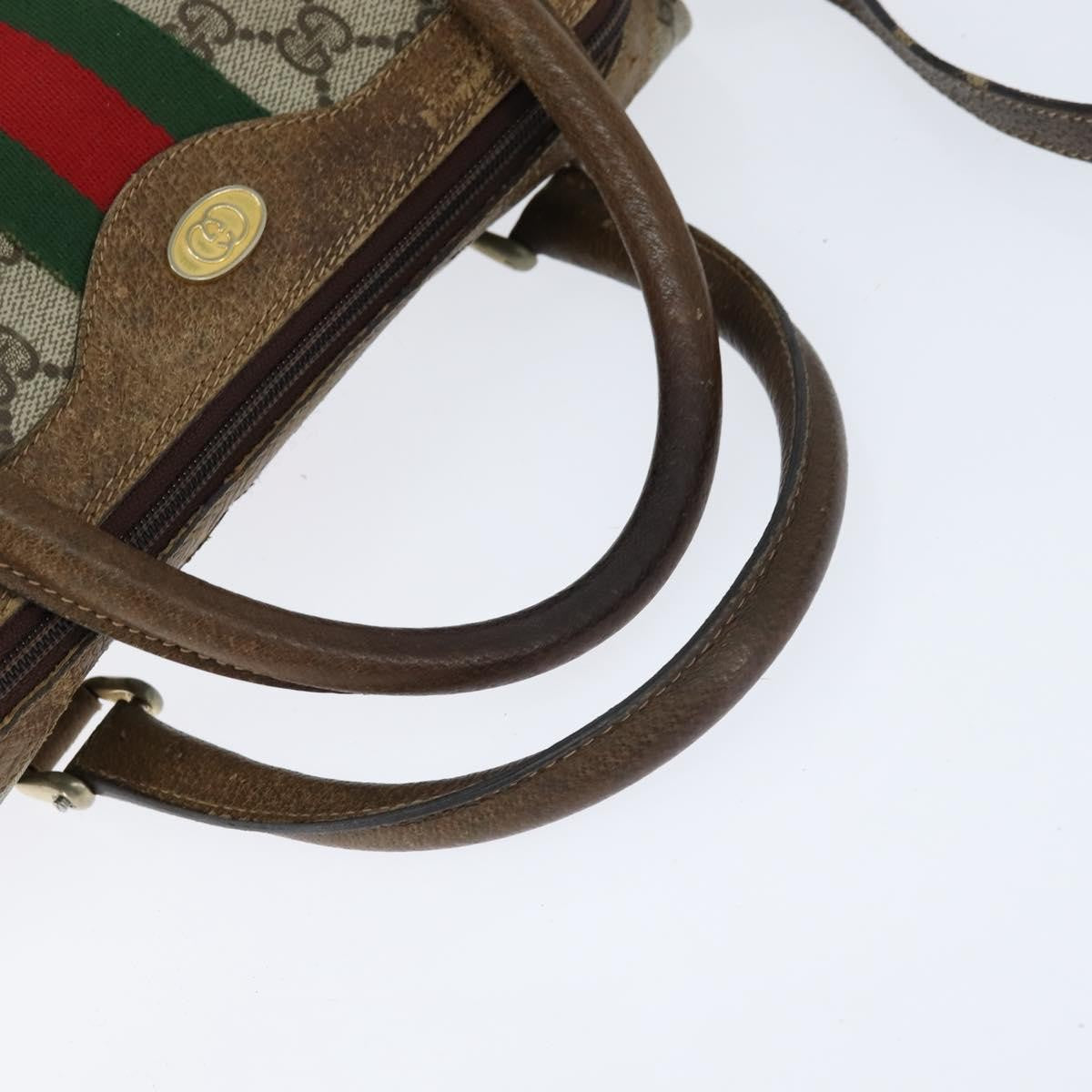Gucci GUCCI GG Supreme Web Sherry Line Hand Bag PVC 2way Beige 67 02 3839 Authentic 148415