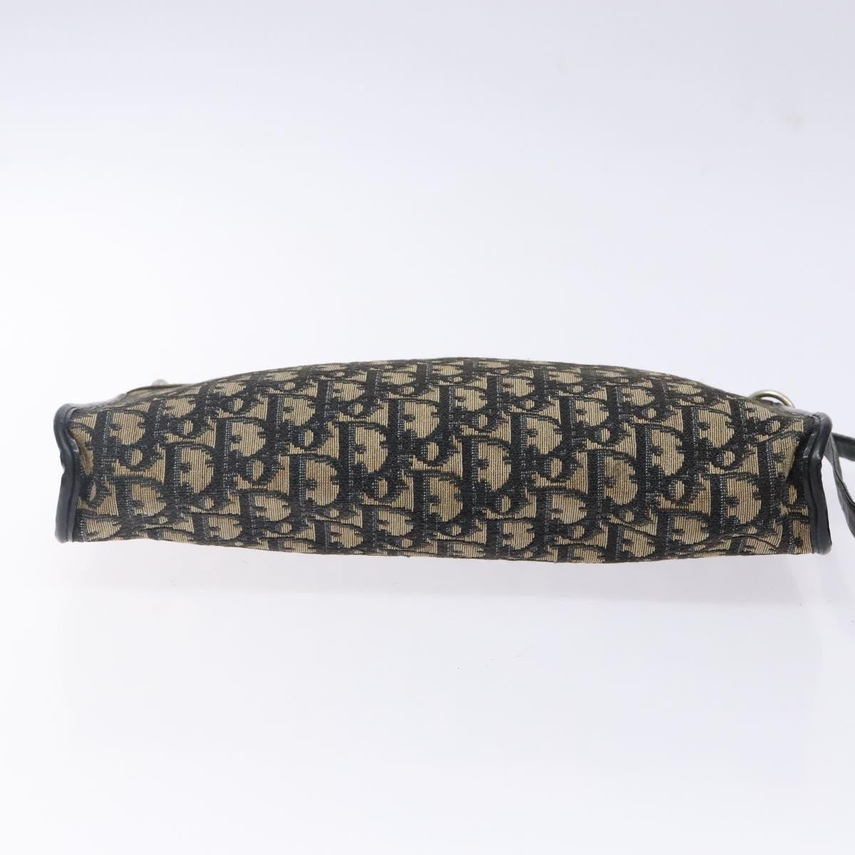 Dior Christian Dior Trotter Canvas Shoulder Bag Navy Gold Authentic 141525
