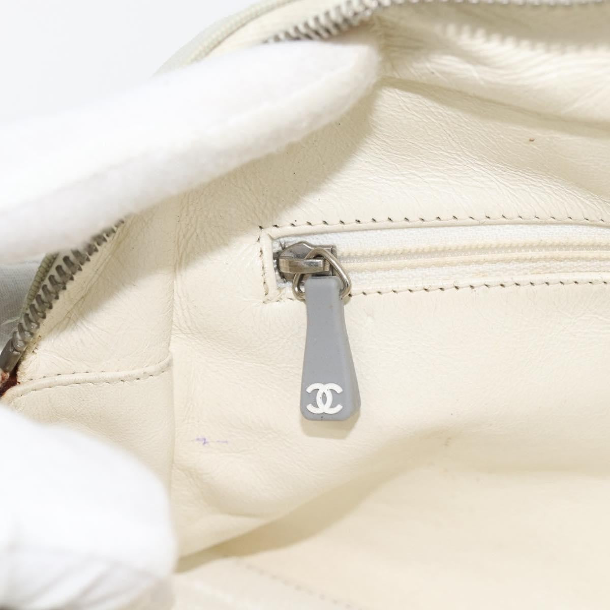 Chanel CHANEL Hand Bag Canvas Leather Gray Silver CC Authentic ka4399A