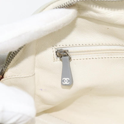 Chanel CHANEL Hand Bag Canvas Leather Gray Silver CC Authentic ka4399A