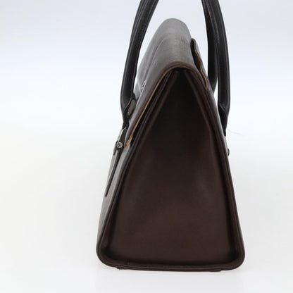 Burberry BURBERRY Hand Bag Leather Brown Silver Authentic BA10747