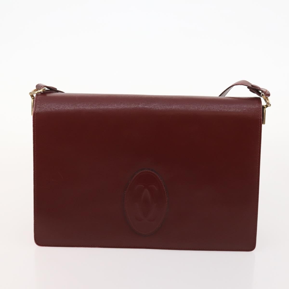Cartier CARTIER Shoulder Bag Leather 5 Set Bordeaux Gold Authentic mr2108