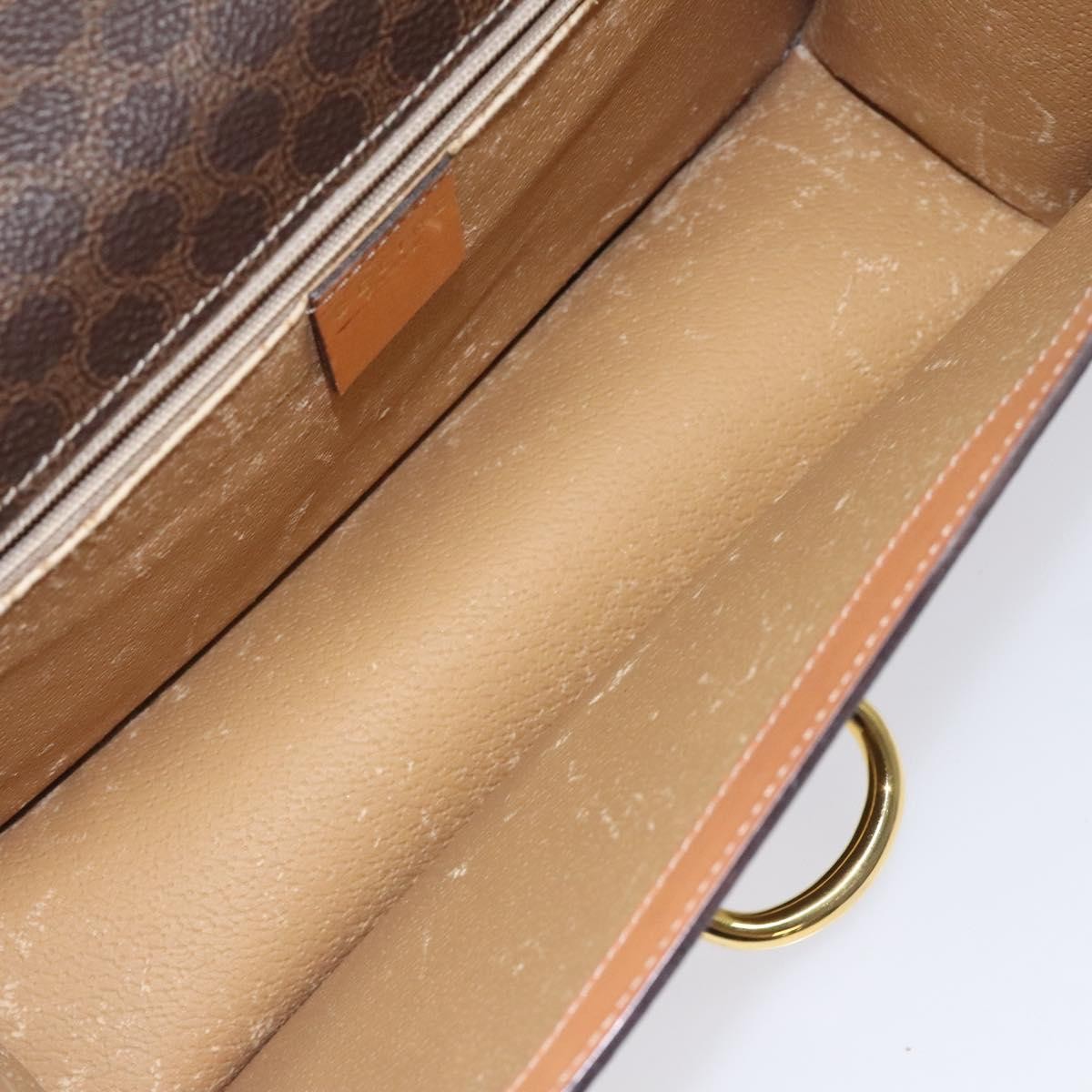 Celine CELINE Macadam Canvas Shoulder Bag PVC Leather Brown Gold Authentic 122137