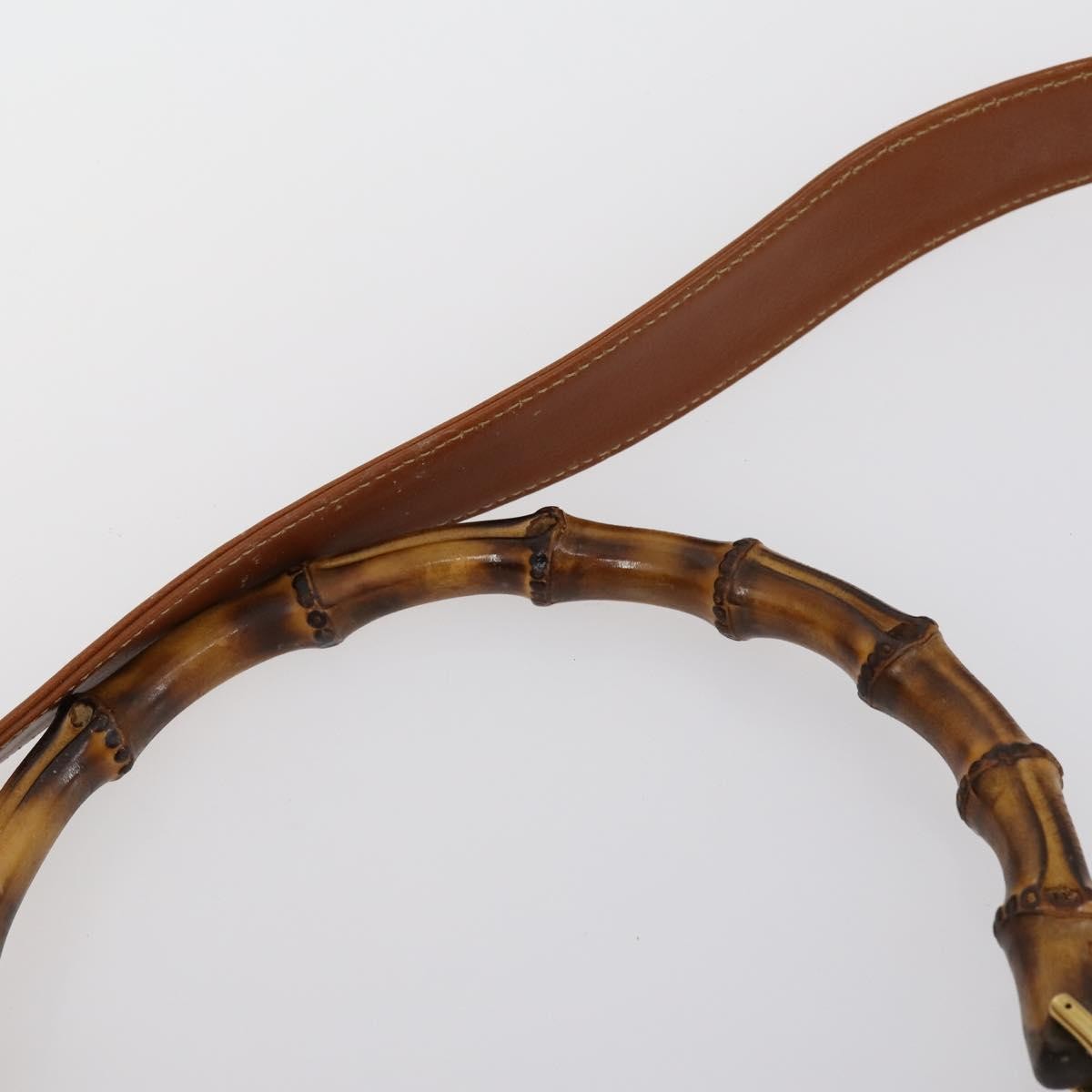 Gucci GUCCI Bamboo Shoulder Bag Leather 2way Brown Gold 001 2852 1577 0 Authentic ep12095