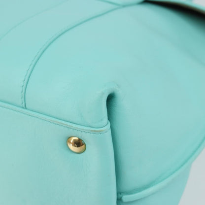 Salvatore Ferragamo Salvatore Ferragamo Gancini Hand Bag Leather Turquoise Blue Gold Authentic 150296
