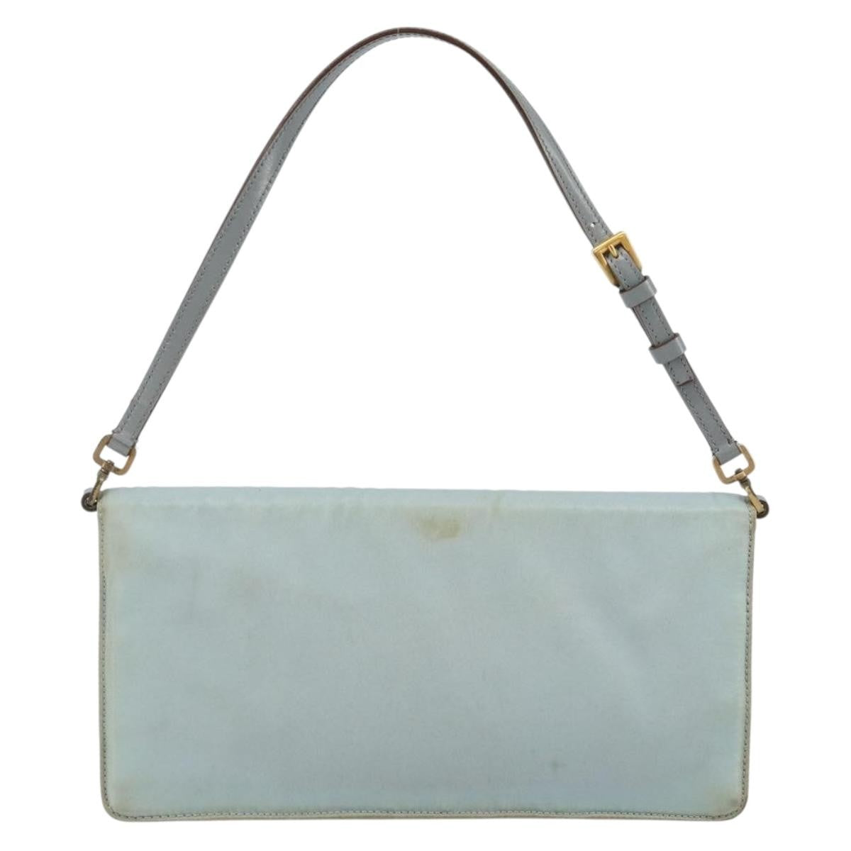 Prada PRADA Shoulder Bag Nylon Light Blue Gold Authentic 143505