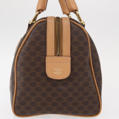 Celine CELINE Macadam Canvas Boston Bag PVC Brown Gold Authentic 152724