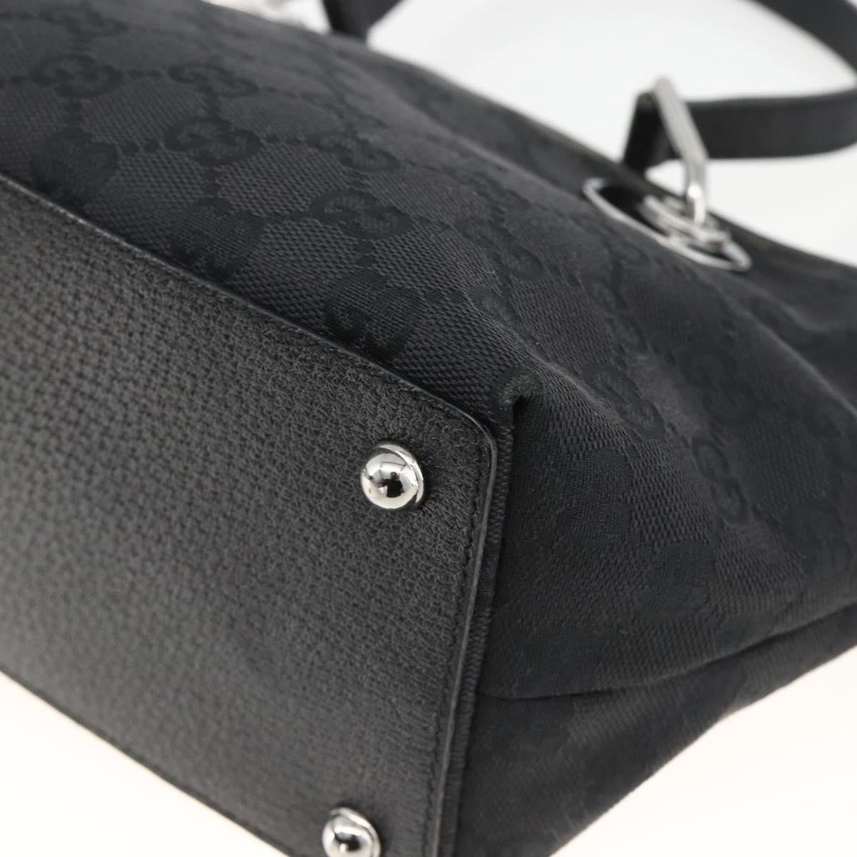Gucci GUCCI GG Canvas Hand Bag Black Silver 120844 Authentic BA11644