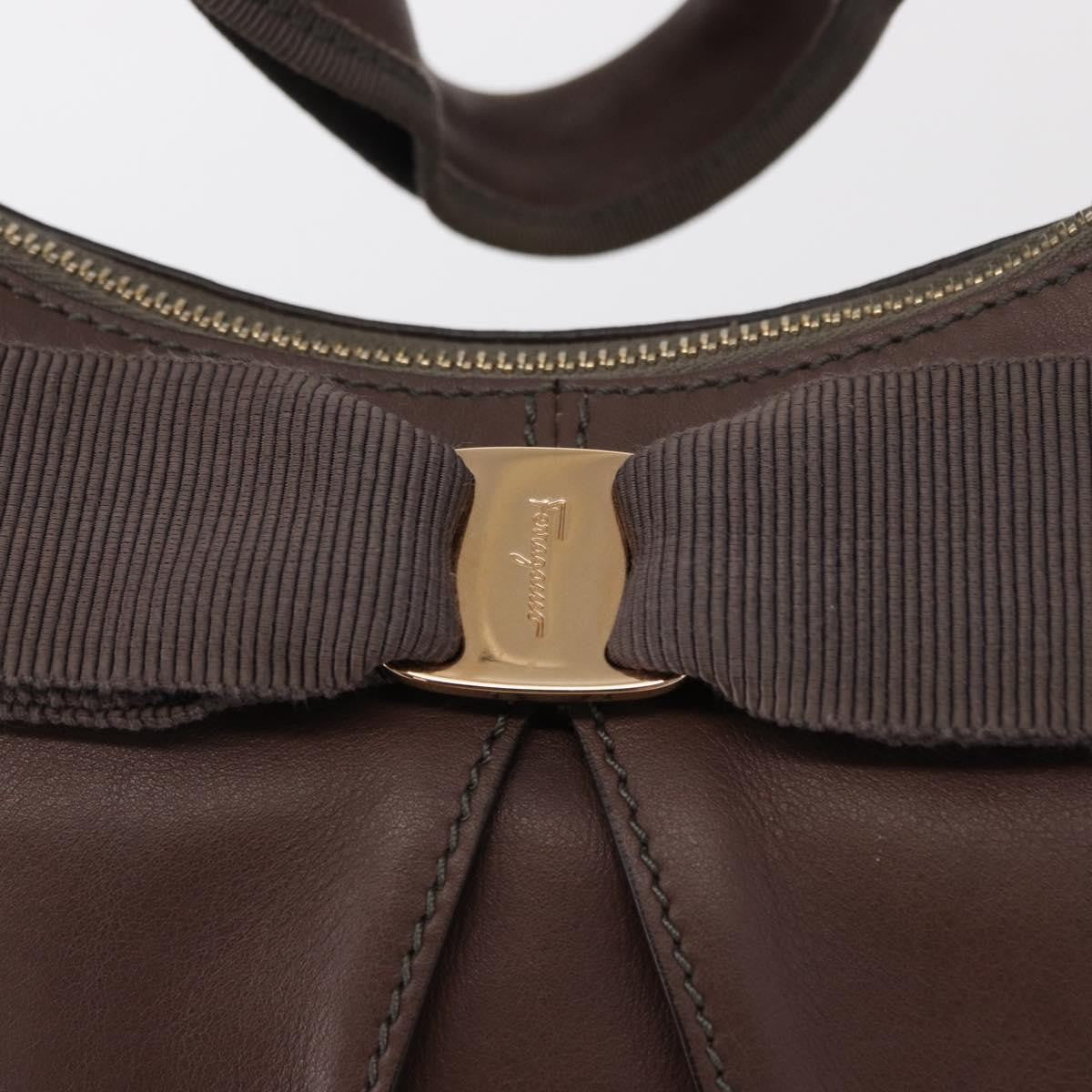 Salvatore Ferragamo Salvatore Ferragamo Shoulder Bag Leather Brown Gold Authentic SW1941