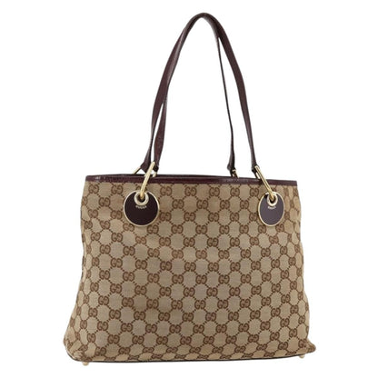 Gucci GUCCI GG Canvas Tote Bag Beige Gold 120837 Authentic YKZ1152