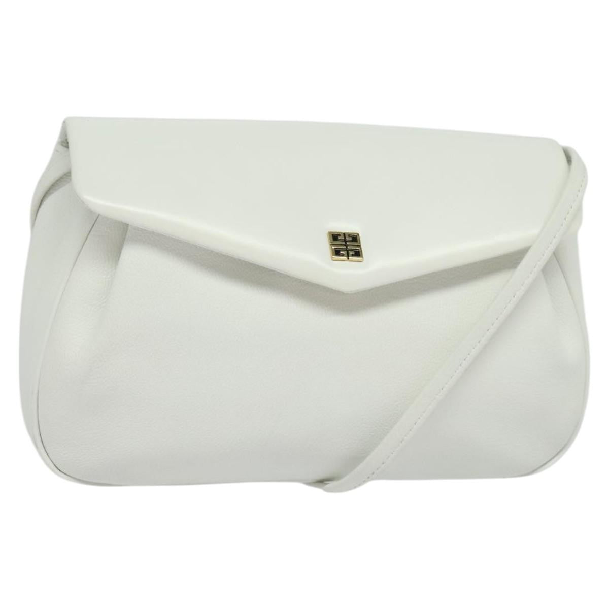Givenchy GIVENCHY Shoulder Bag Leather White Gold Authentic MY255