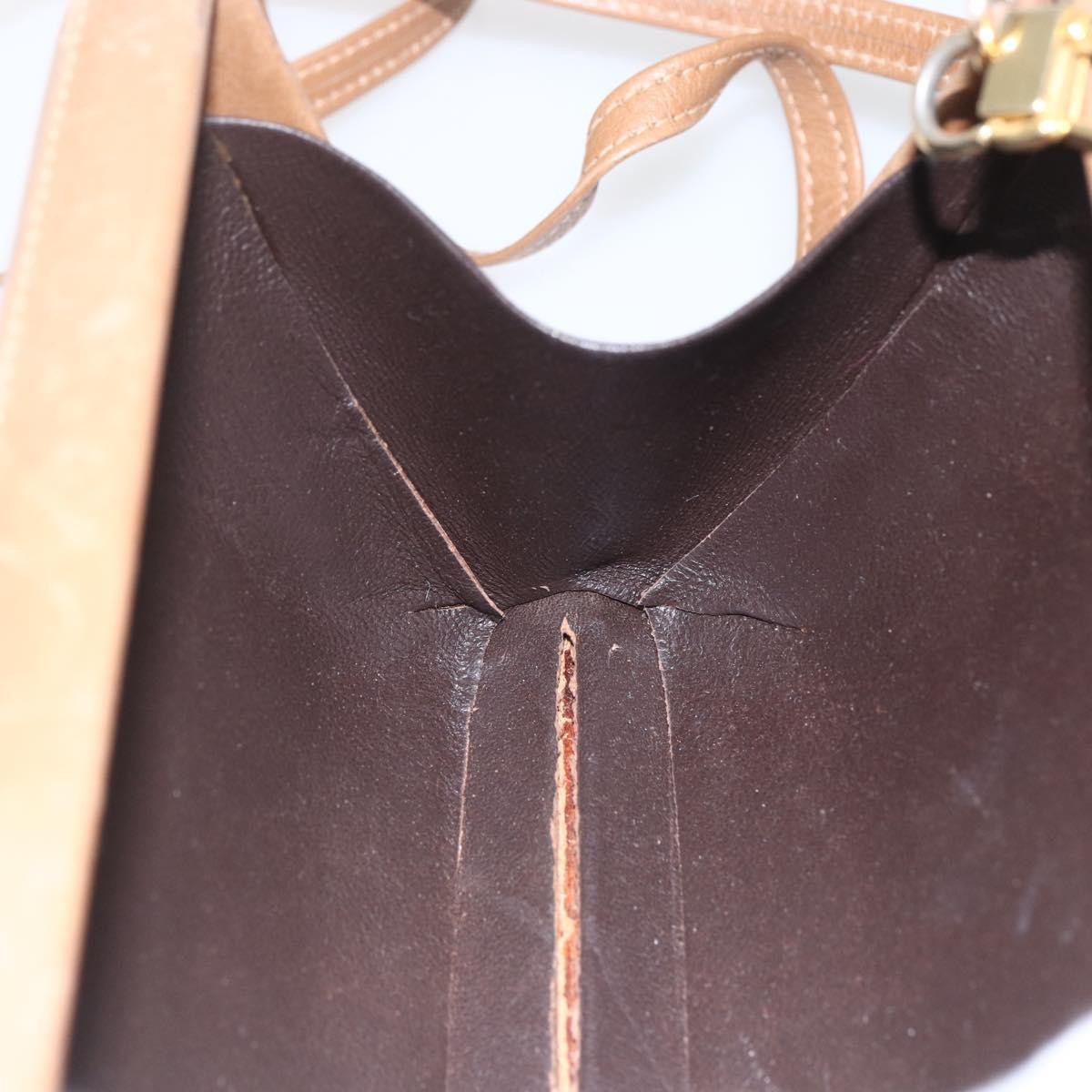 Gucci GUCCI Shoulder Bag Leather Beige Gold Authentic SW1879