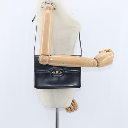 Celine CELINE Shoulder Bag Leather Navy Gold Authentic 149191