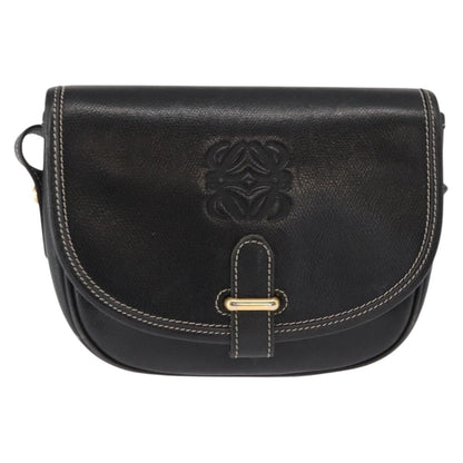 Loewe LOEWE Anagram Shoulder Bag Leather Black Gold Authentic ep12382