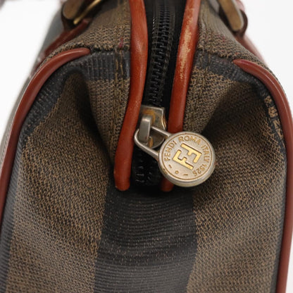 Fendi FENDI Pecan Canvas Hand Bag PVC Black Brown Authentic 146281