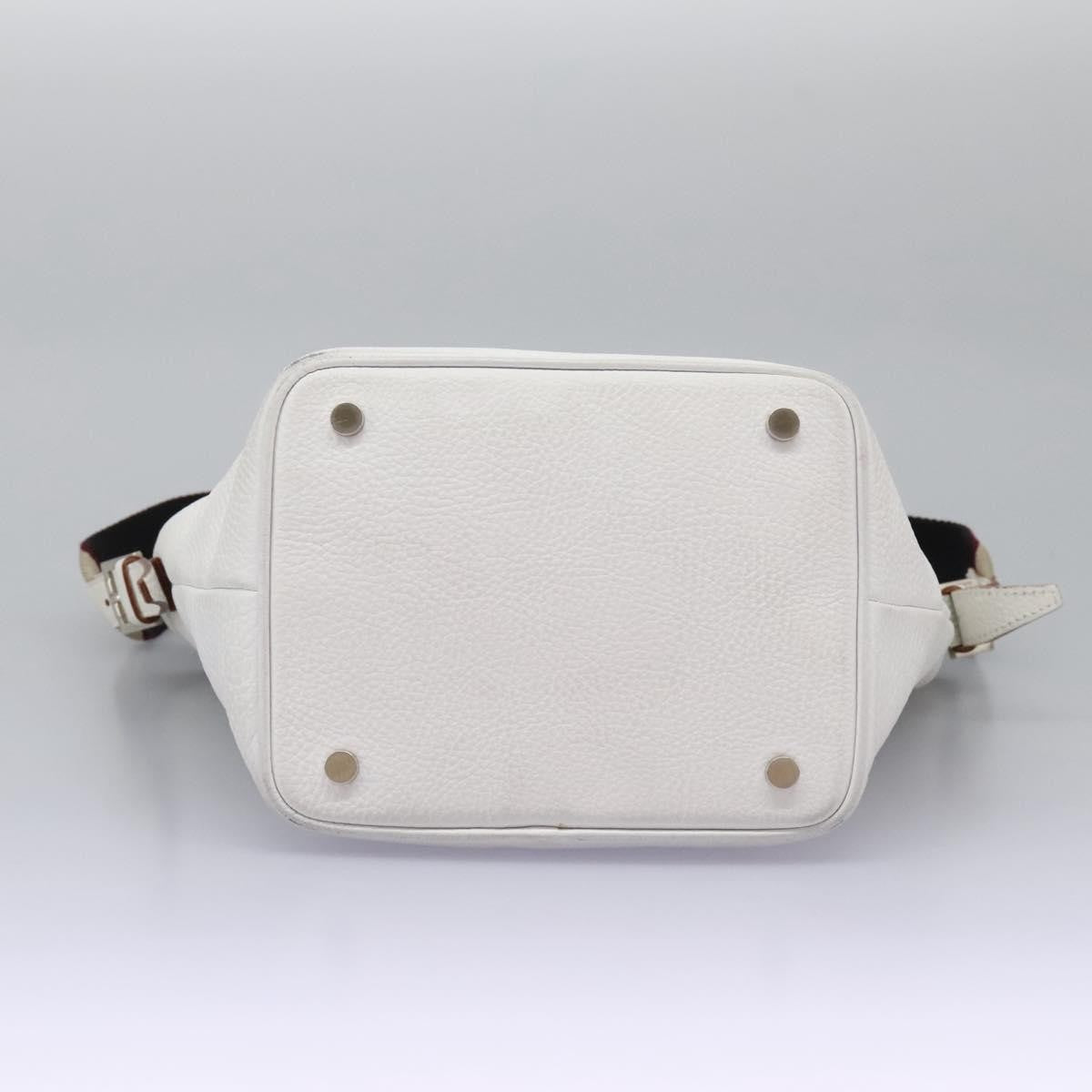 Burberry BURBERRY Shoulder Bag Leather White Silver Authentic BA2015