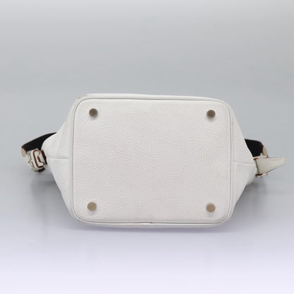 Burberry BURBERRY Shoulder Bag Leather White Silver Authentic BA2015