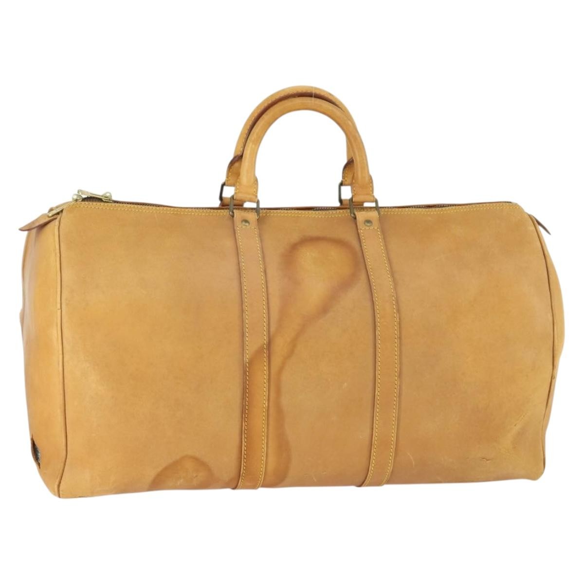 Louis Vuitton LOUIS VUITTON Nomad Keepall 55 Boston Bag Beige LV Authentic 163339